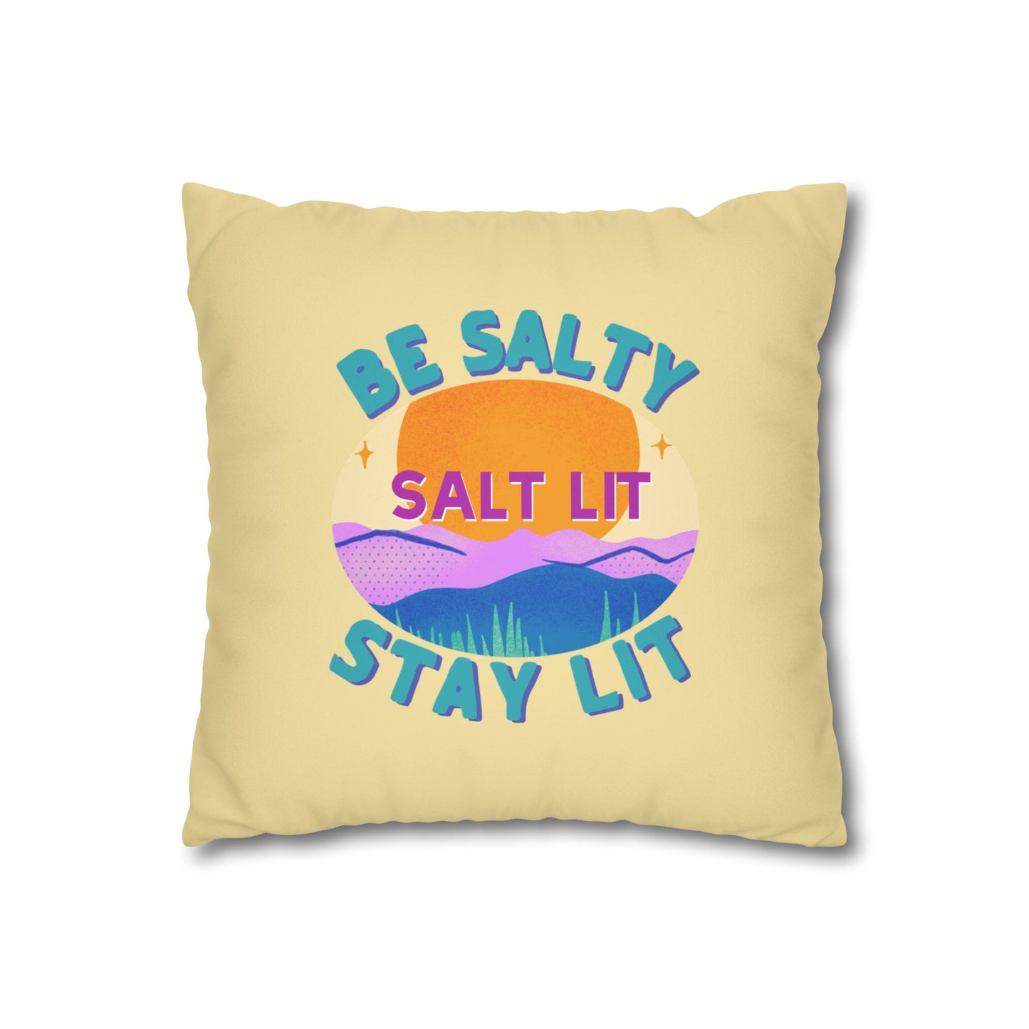Salt Lit Faux Suede Square Pillowcase 14" x 14"