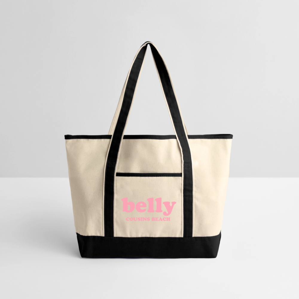 Personalized Large Canvas Deluxe Tote - Natural/French Navy
