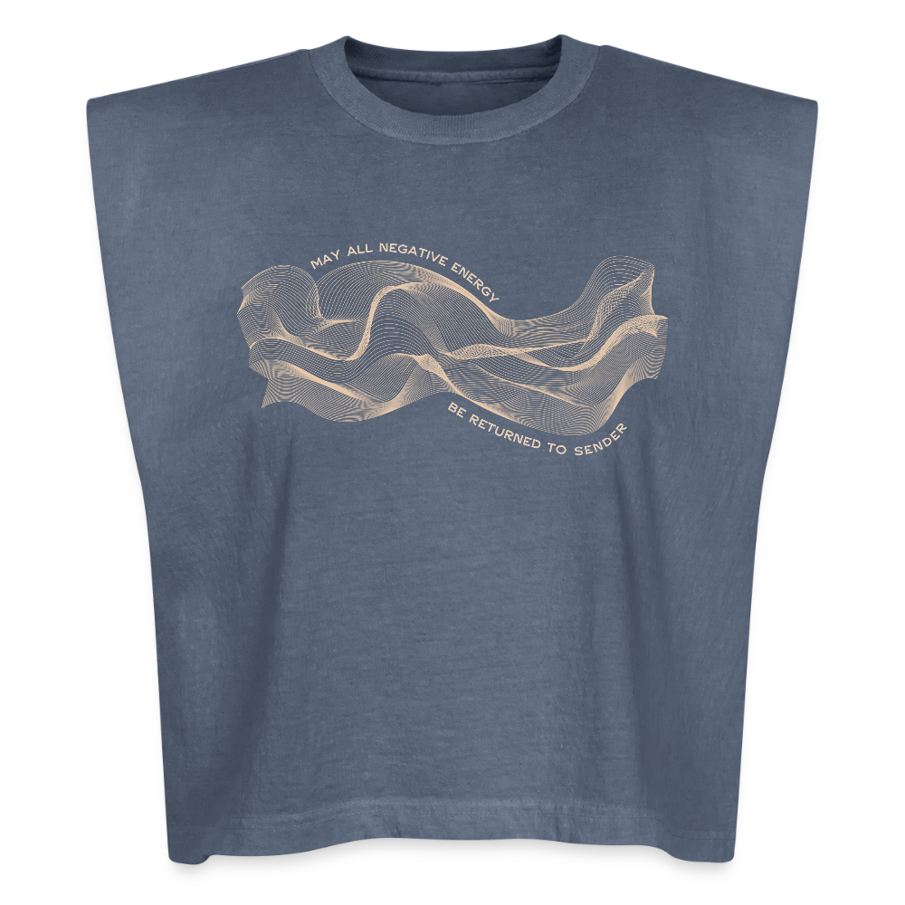 May All Negative Energy Be Returned to Sender American Apparel Women's Garment Dyed Muscle Tank - faded navy
