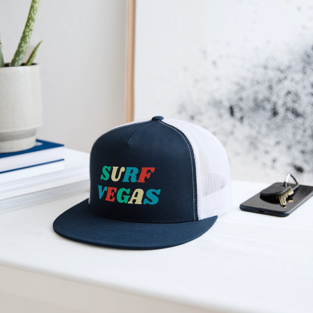 Surf Vegas Trucker Hat - navy/white