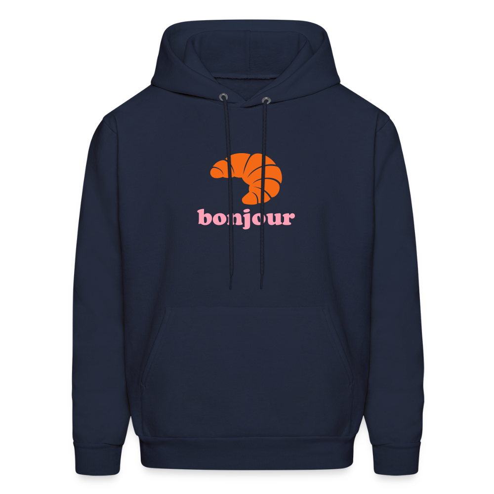 Bonjour Croissant Men's Hoodie - navy