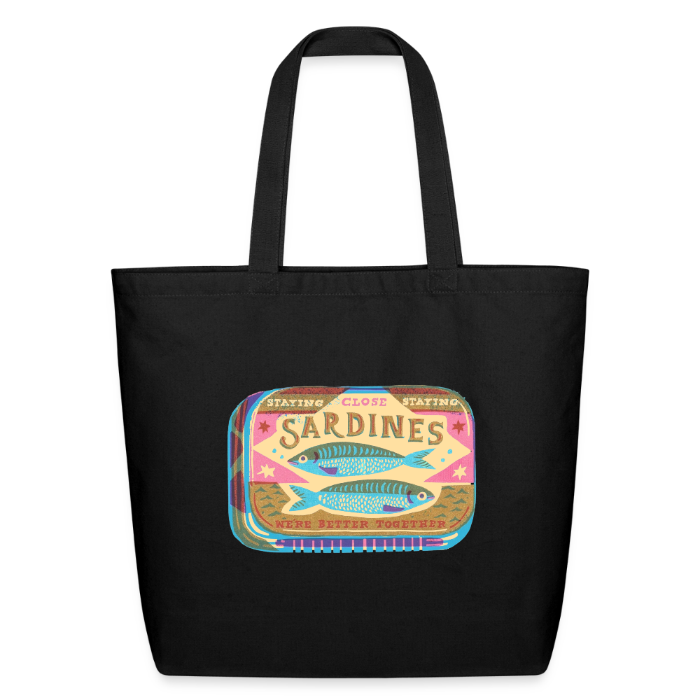 Sardines Better Together Eco-Friendly Cotton Tote - black