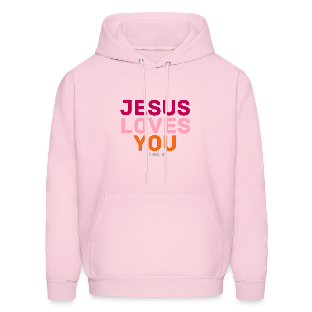 Jesus Loves You Men's Hoodie - pale pink