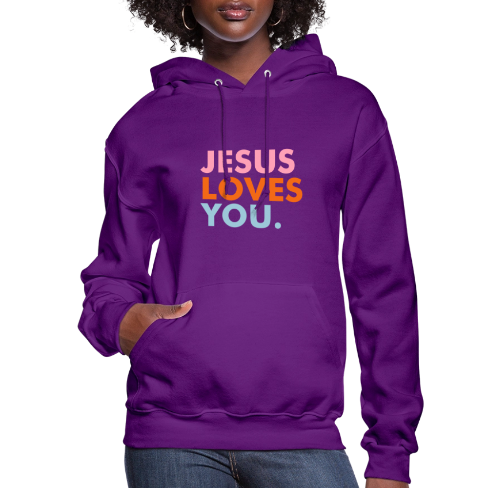Jesus Loves You Women's Hoodie - purple