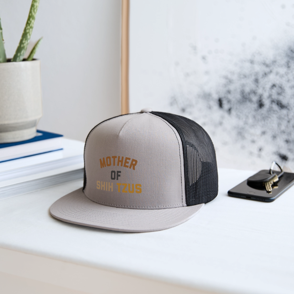 Mother of Shih Tzus Trucker Hat - gray/black