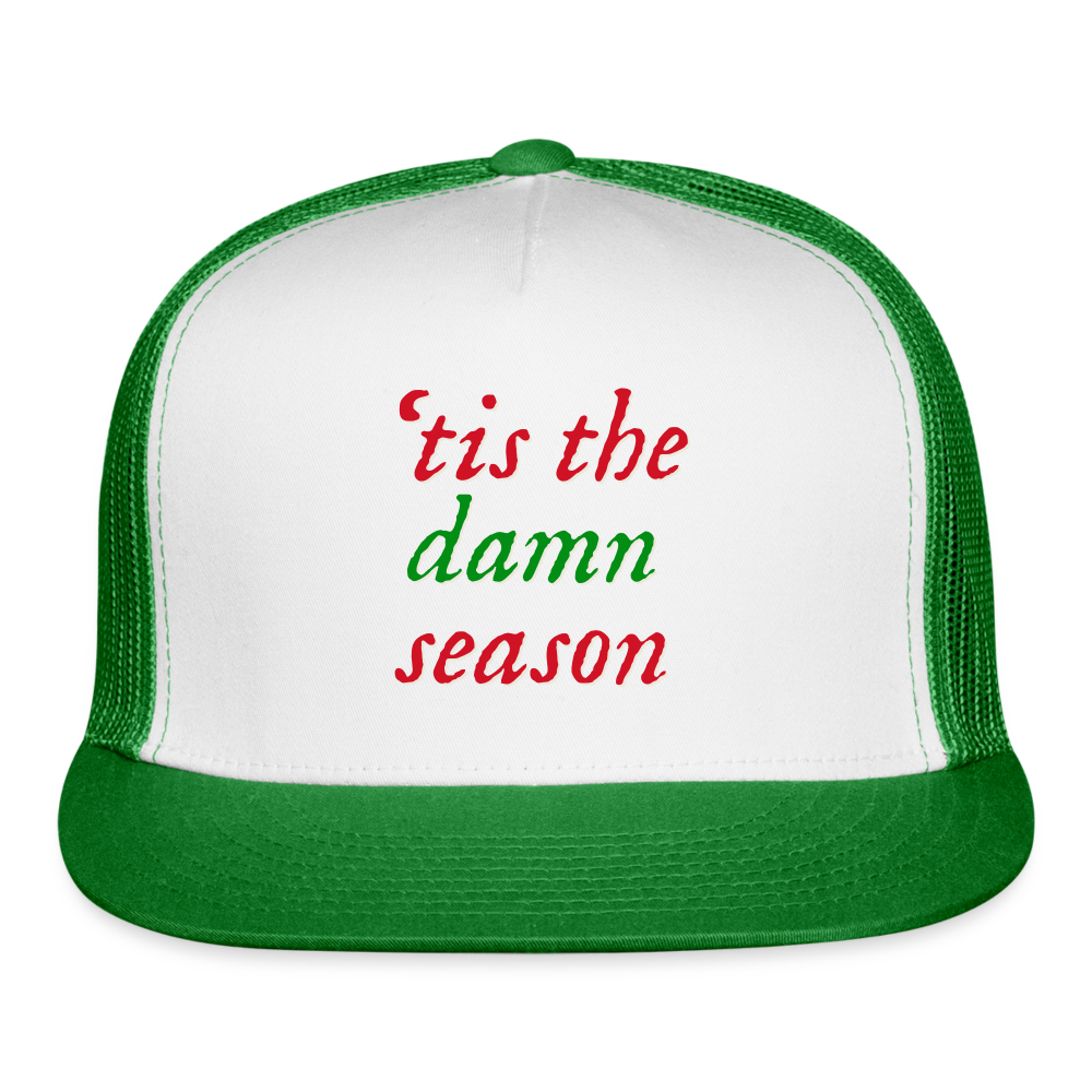 'tis the damn season Trucker Hat - white/kelly green