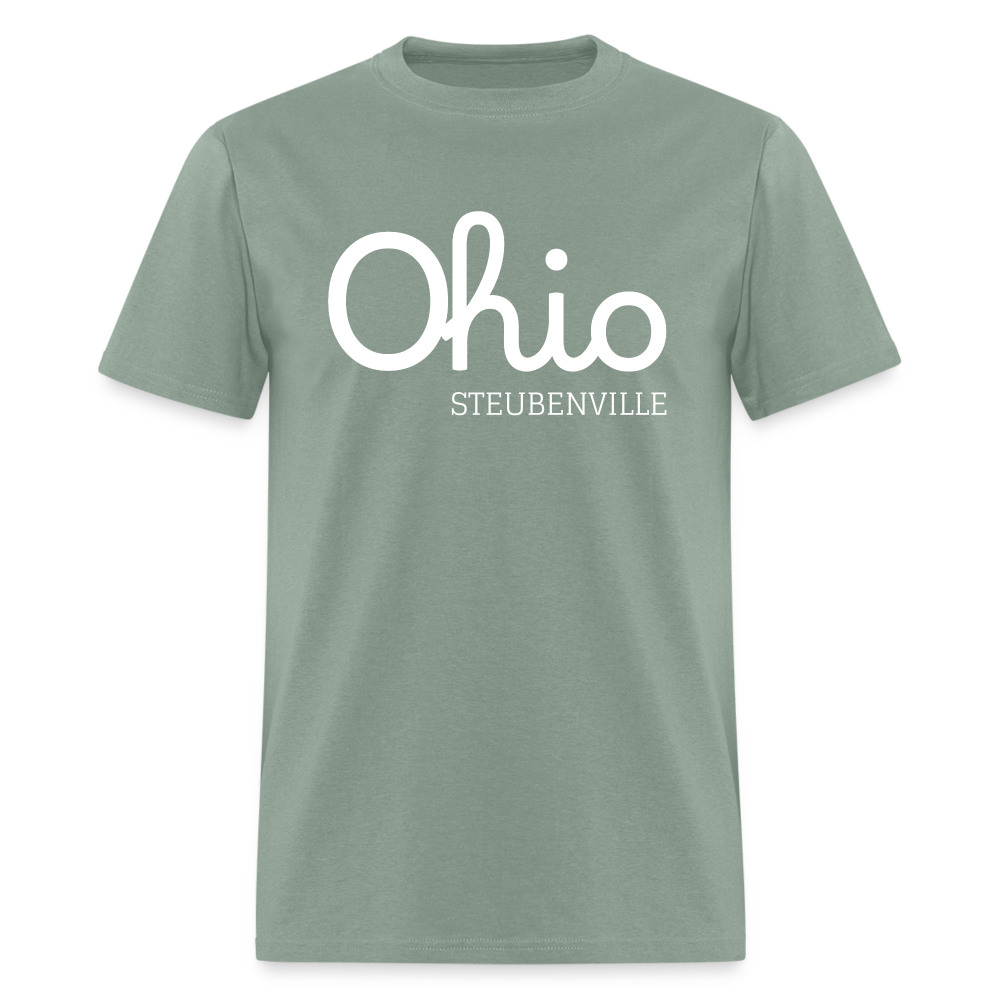 Steubenville (your hometown) Script Ohio Unisex Classic T-Shirt - sage