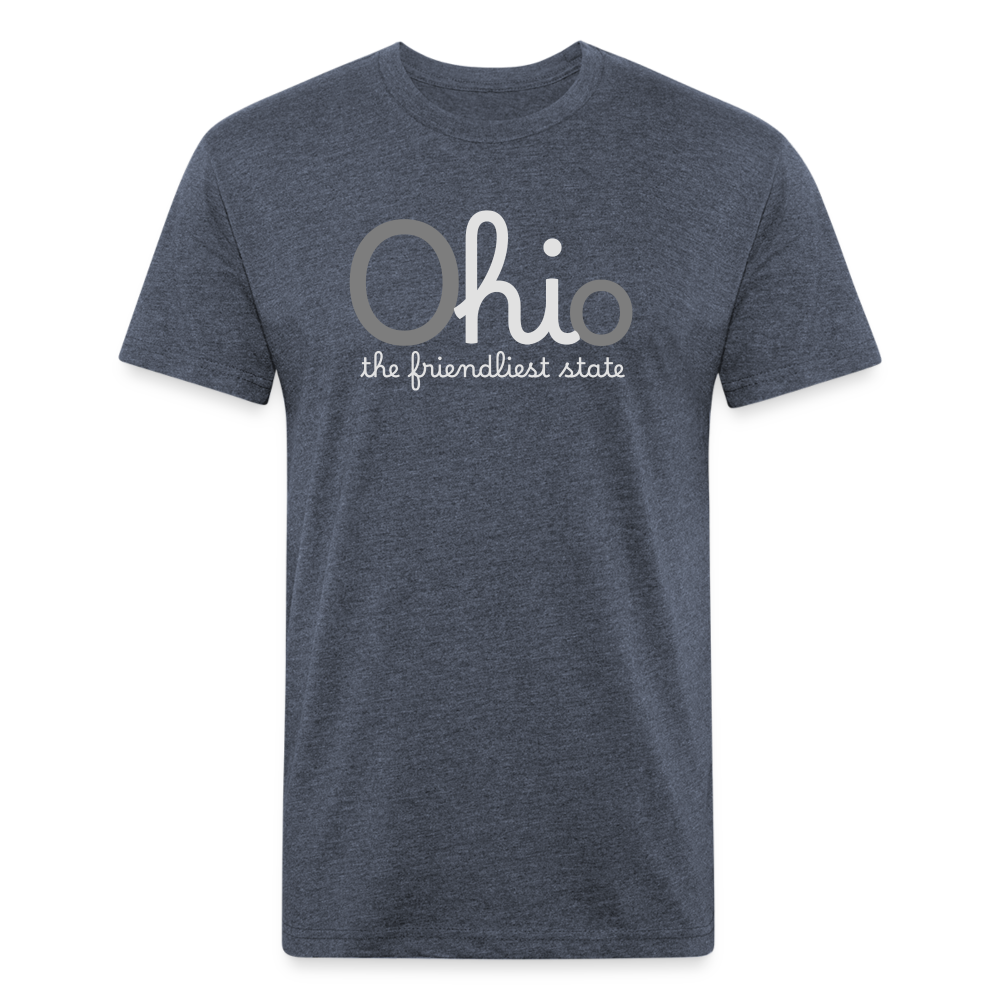 O hi o the friendliest state Fitted Cotton/Poly T-Shirt by Next Level - heather navy