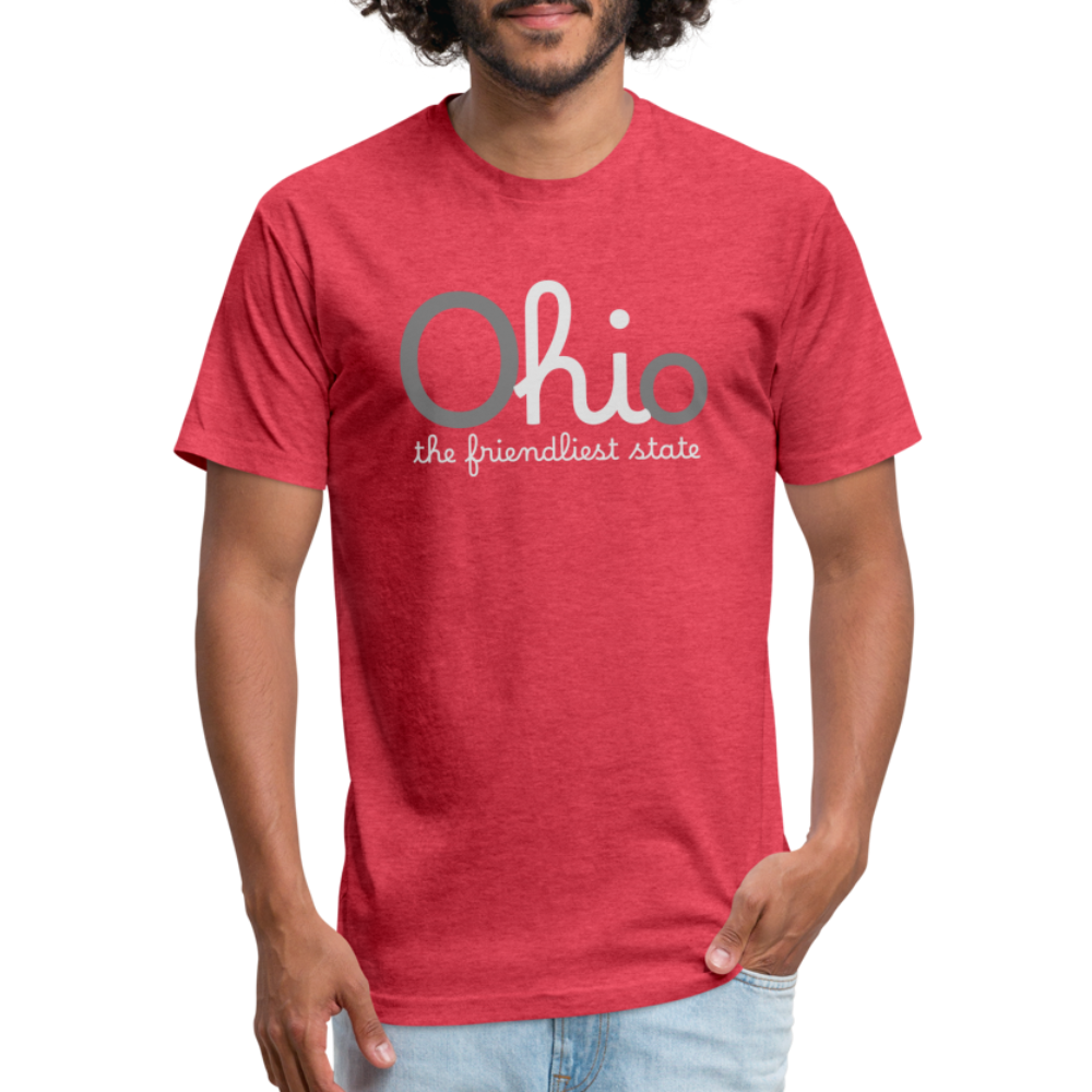 O hi o the friendliest state Fitted Cotton/Poly T-Shirt by Next Level - heather red