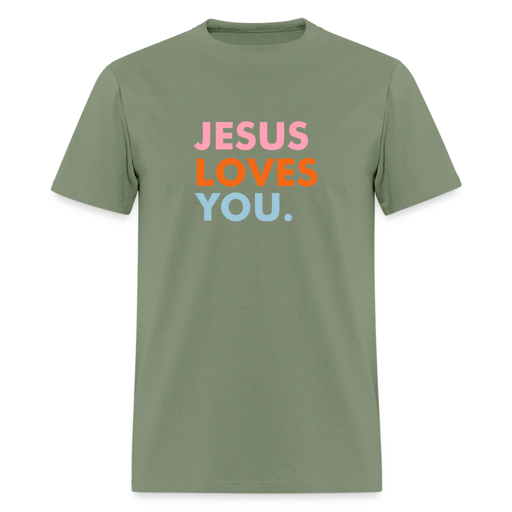 Jesus Loves You Men's T-Shirt | GILDAN 5000 - military green