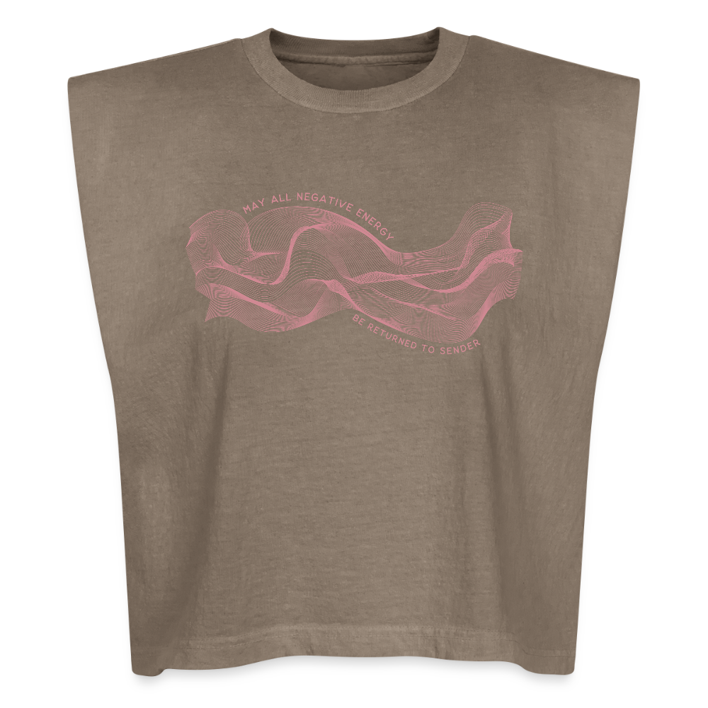 May All Negative Energy Be Returned to Sender American Apparel Women's Garment Dyed Muscle Tank - faded brown