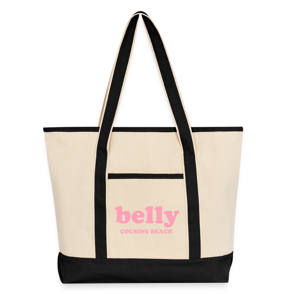 Personalized Large Canvas Deluxe Tote - Natural/Black