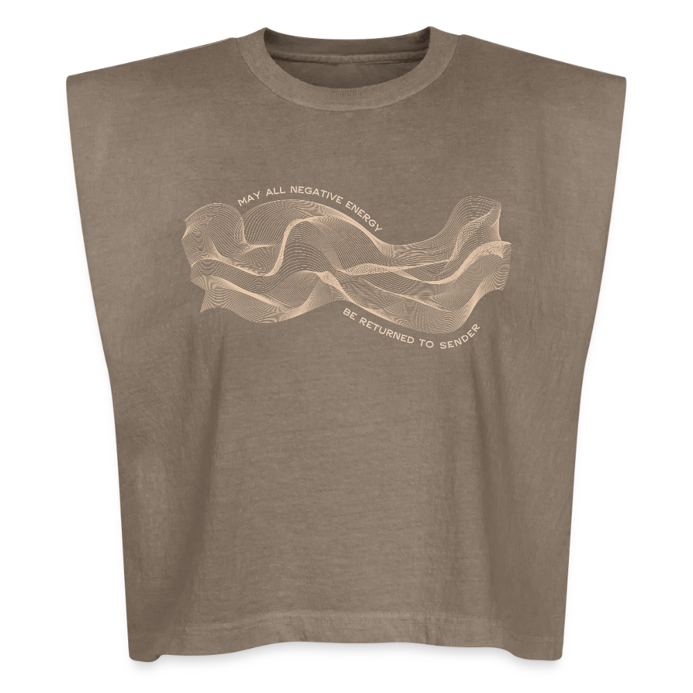 May All Negative Energy Be Returned to Sender American Apparel Women's Garment Dyed Muscle Tank - faded brown