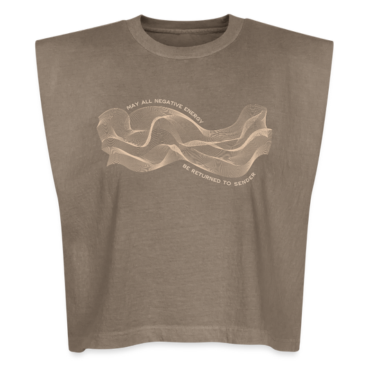 May All Negative Energy Be Returned to Sender American Apparel Women's Garment Dyed Muscle Tank - faded brown