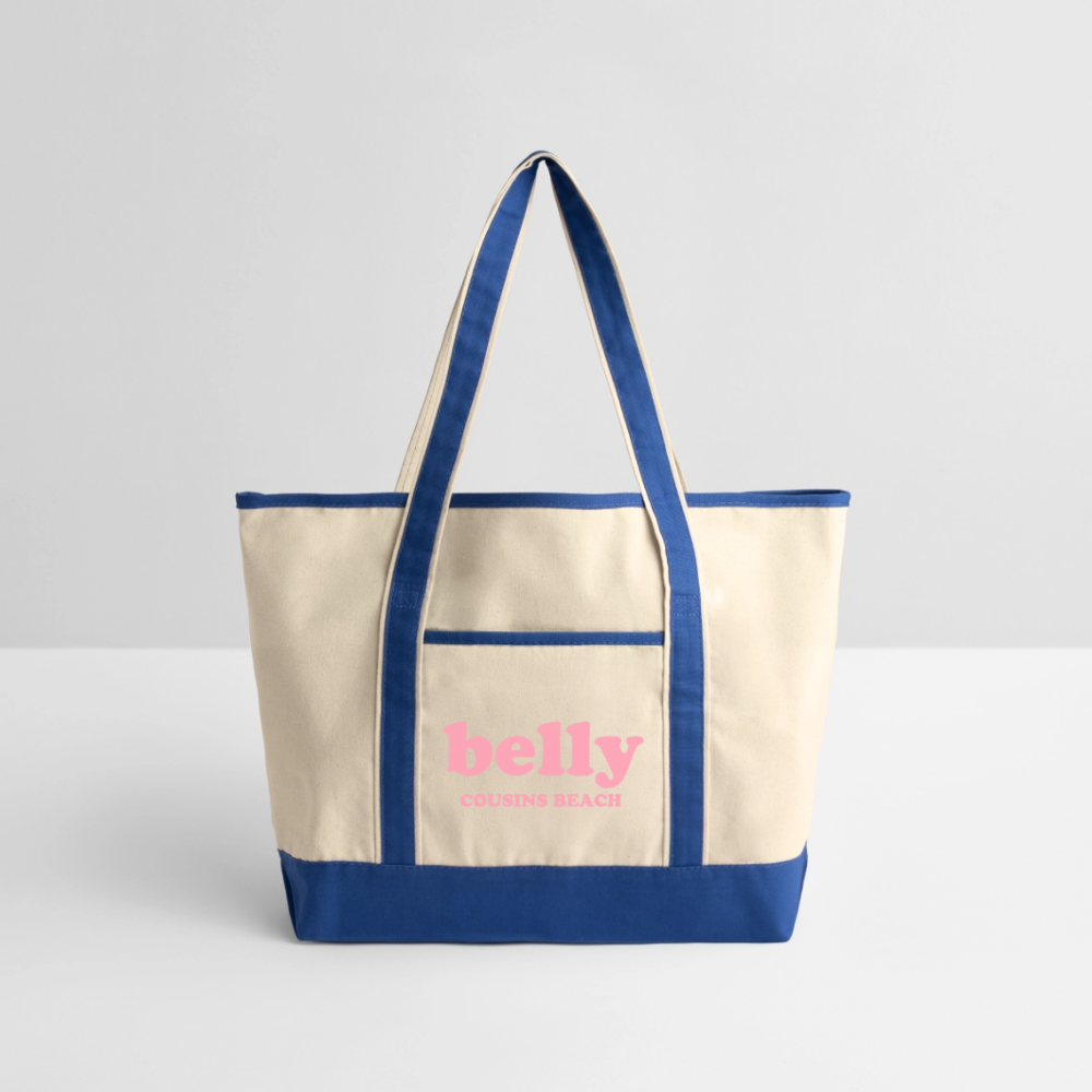 Personalized Large Canvas Deluxe Tote - natural/royal
