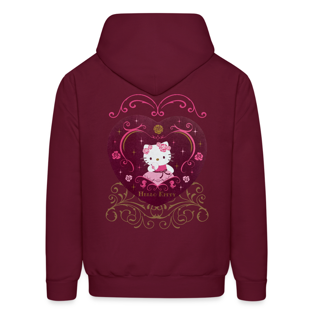 Hello Kitty Rose Heart Men's Hoodie - burgundy
