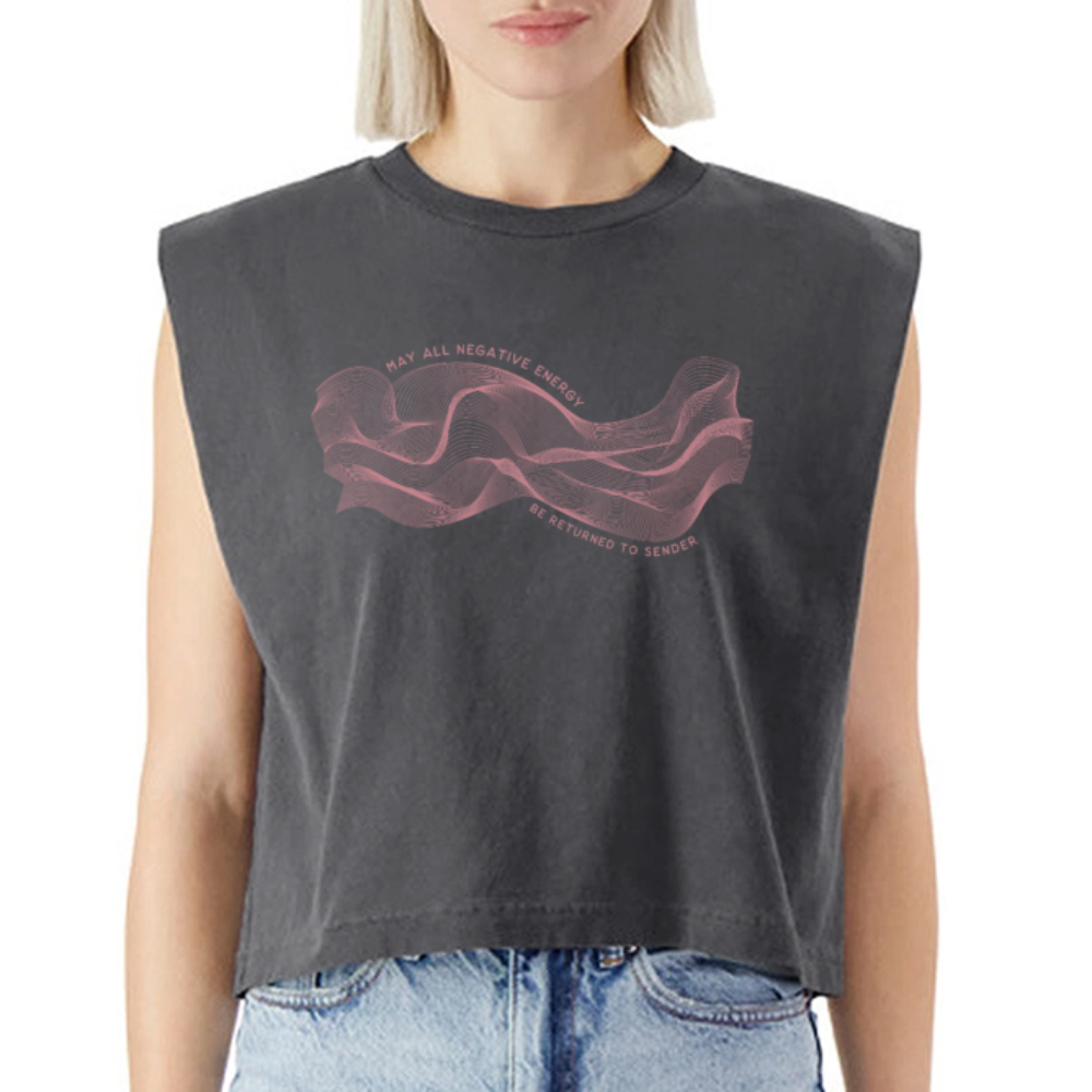 May All Negative Energy Be Returned to Sender American Apparel Women's Garment Dyed Muscle Tank - faded black