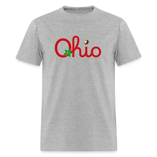 Ohio Script Leaf Nut Men's T-Shirt | GILDAN 5000 - heather gray