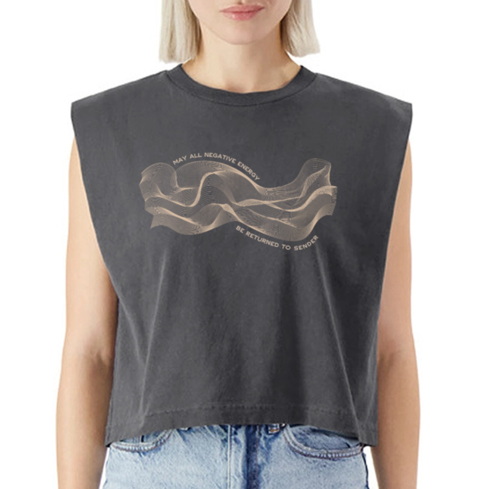 May All Negative Energy Be Returned to Sender American Apparel Women's Garment Dyed Muscle Tank - faded black