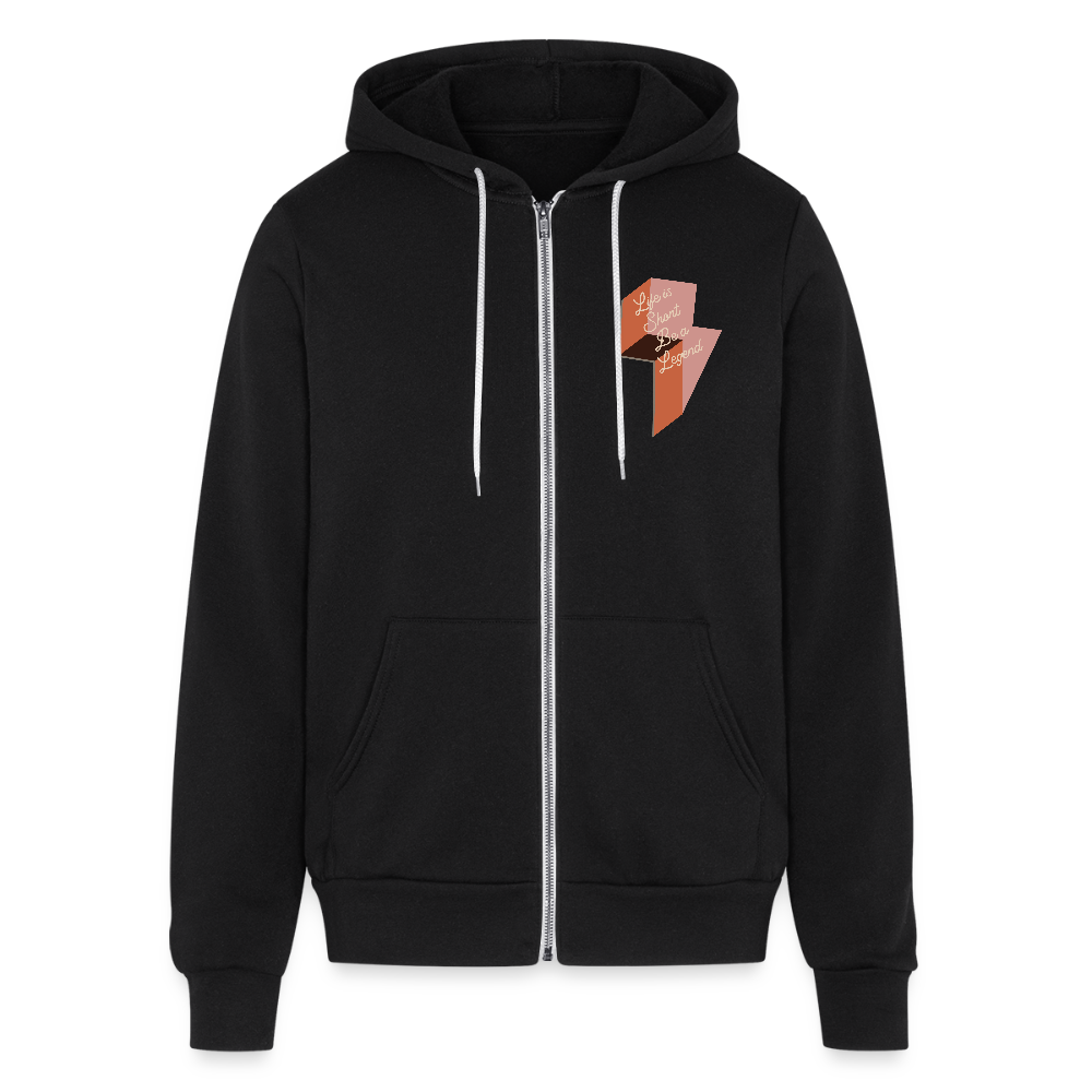 Life is Short Be a Legend Bella + Canvas Unisex Full Zip Hoodie - black