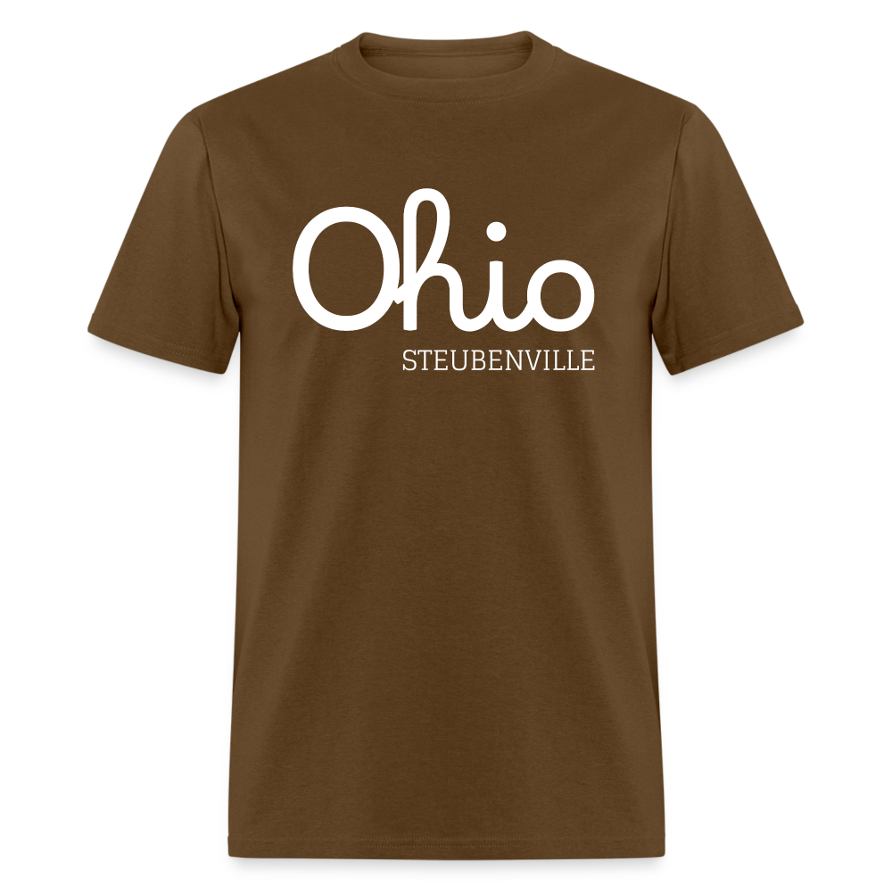 Steubenville (your hometown) Script Ohio Unisex Classic T-Shirt - brown