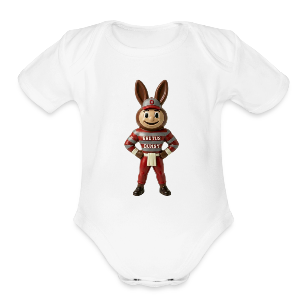 Brutus Bunny Organic Short Sleeve Baby Bodysuit - white