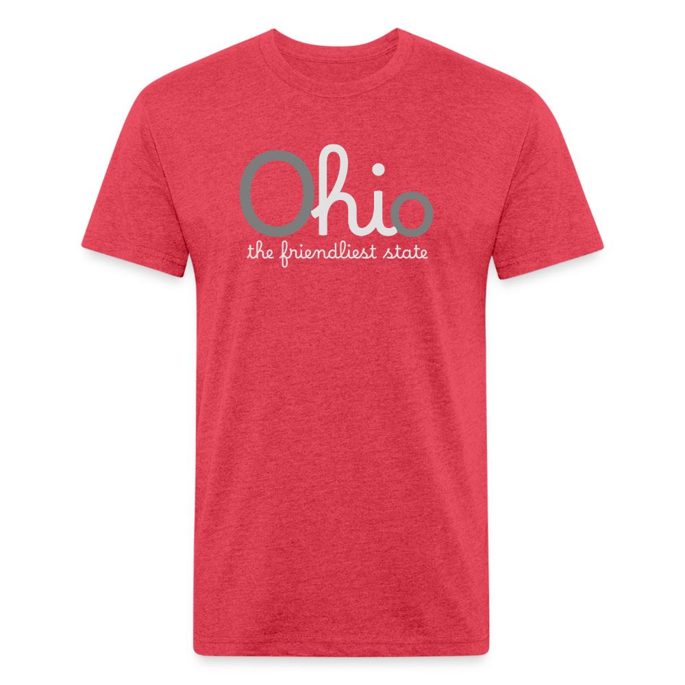 O hi o the friendliest state Fitted Cotton/Poly T-Shirt by Next Level - heather red