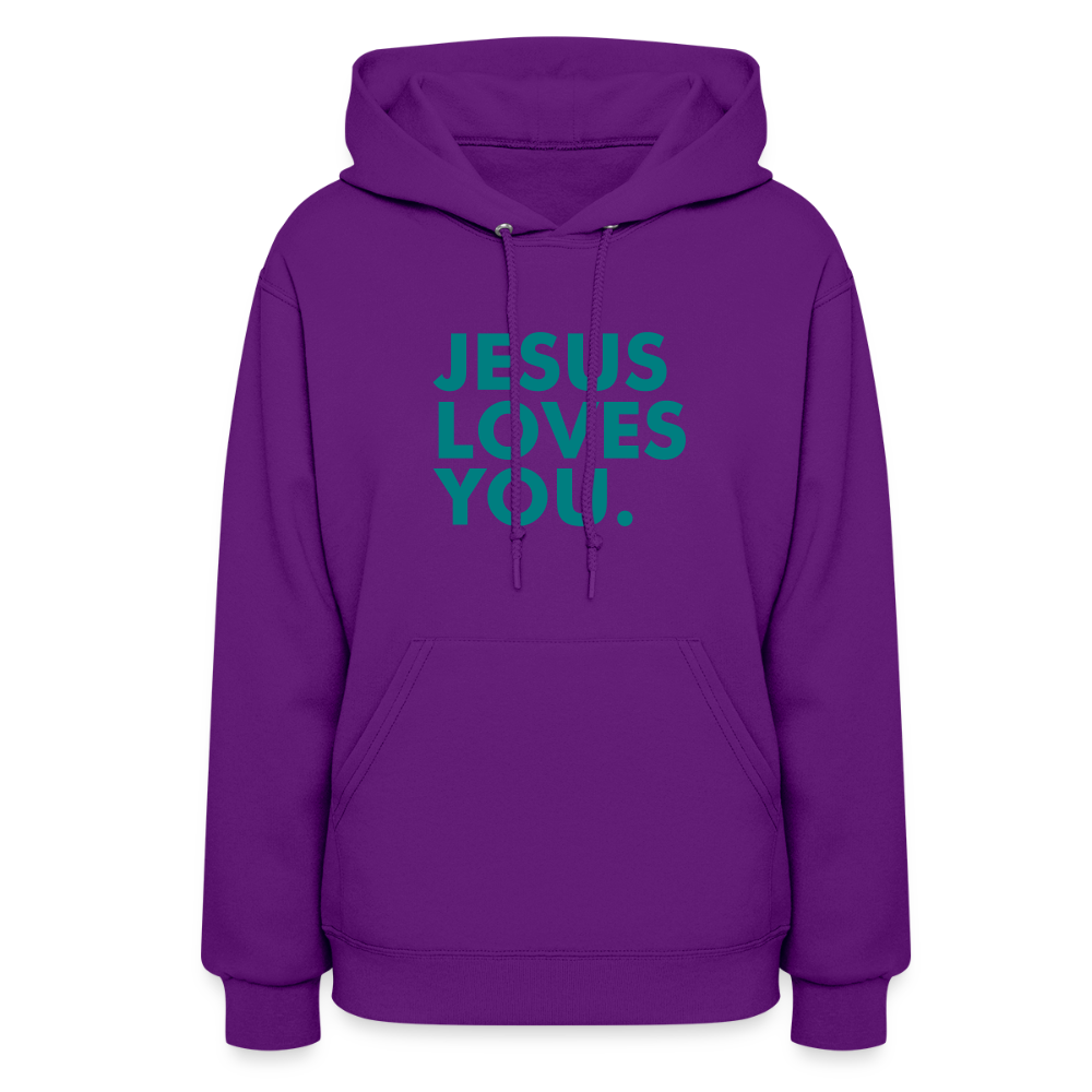 Jesus Loves You Women's Hoodie - purple