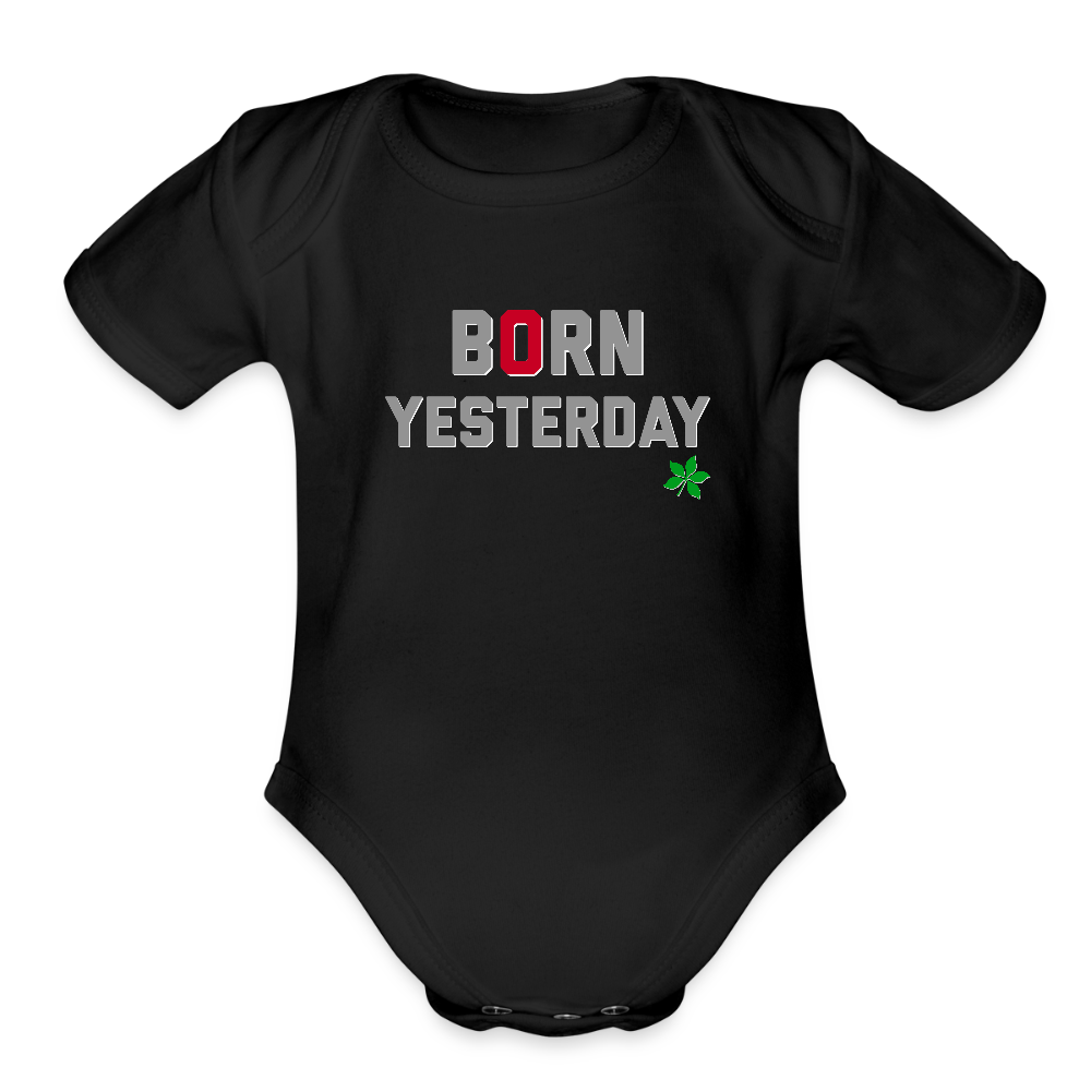 Born Yesterday Organic Short Sleeve Baby Bodysuit - black