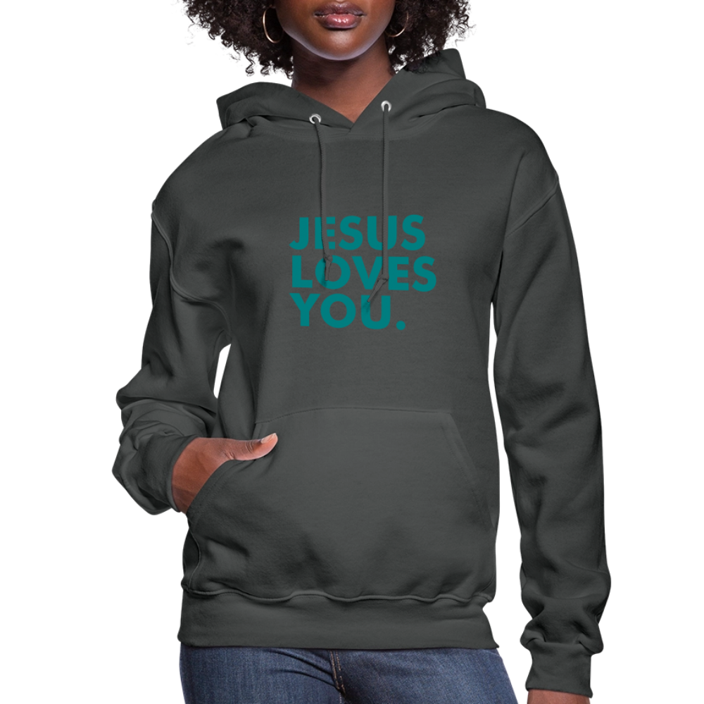 Jesus Loves You Women's Hoodie - asphalt