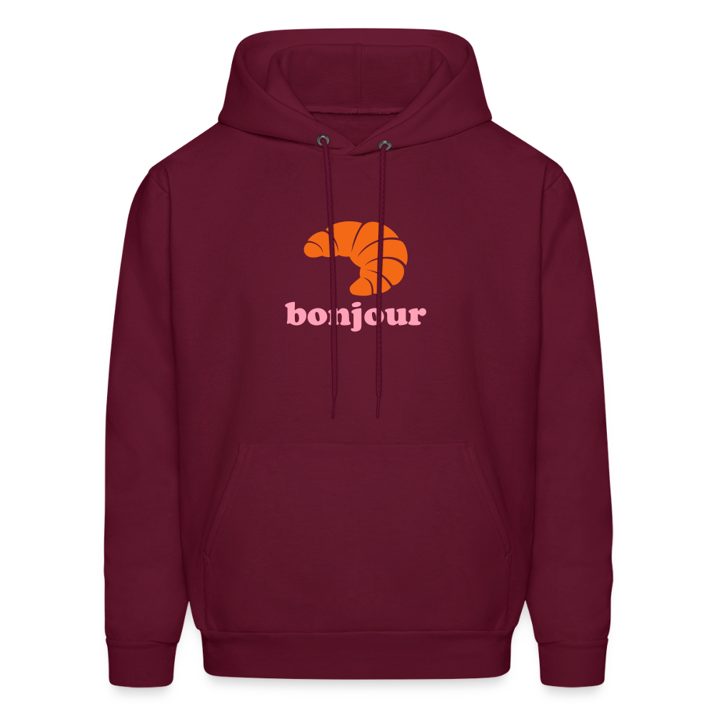 Bonjour Croissant Men's Hoodie - burgundy
