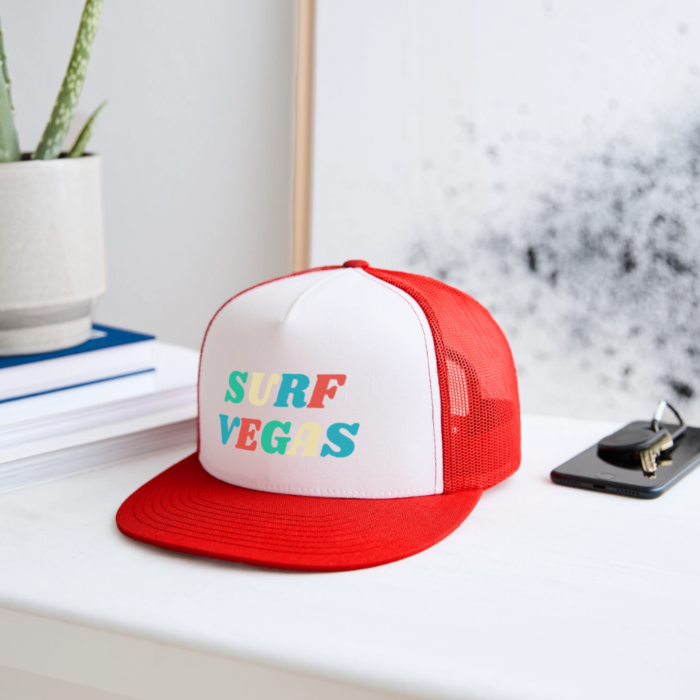 Surf Vegas Trucker Hat - white/red