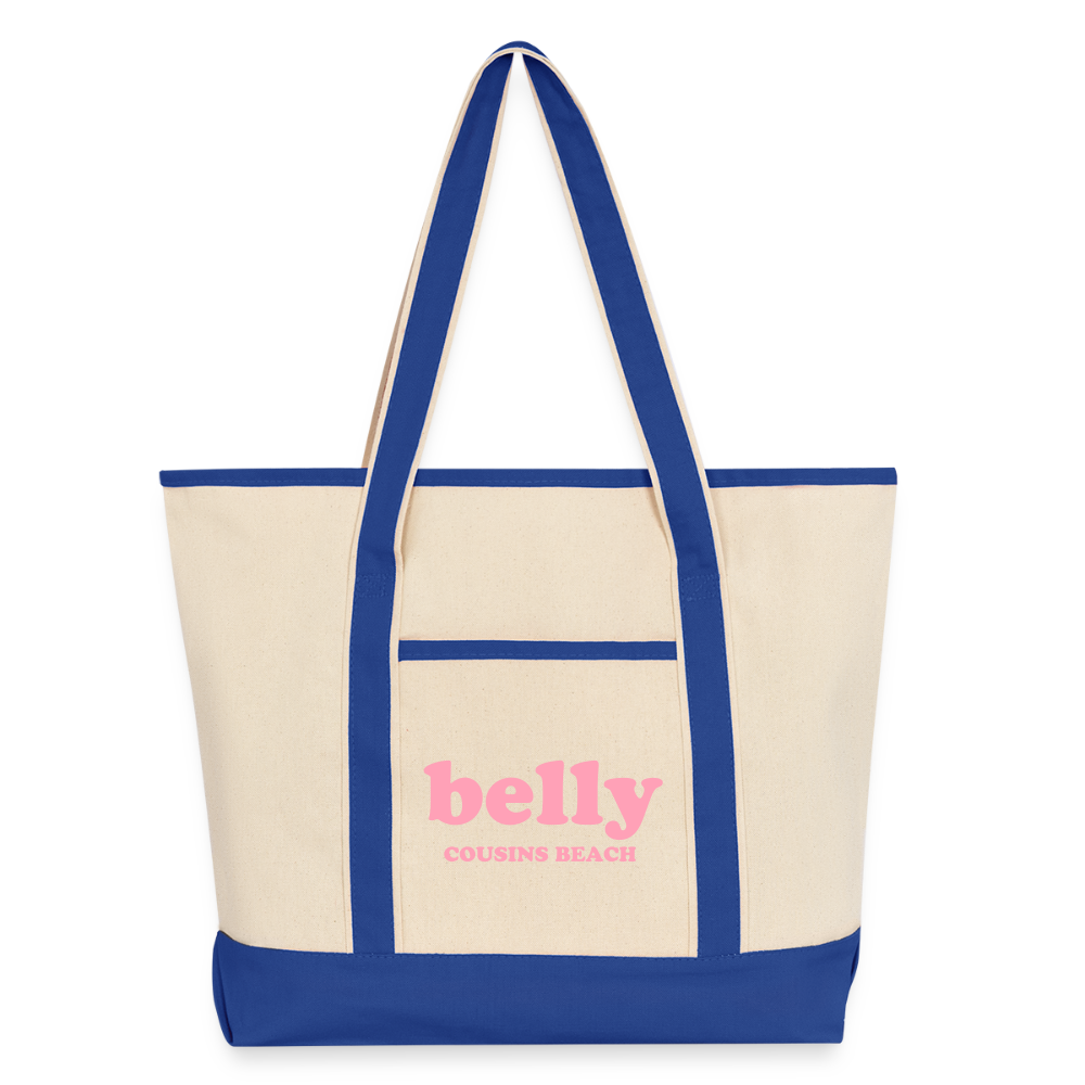 Personalized Large Canvas Deluxe Tote - natural/royal