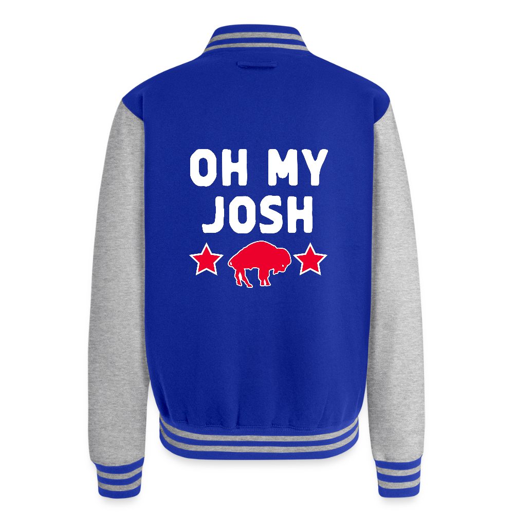Oh My Josh Bills Just Hoods Heavyweight Letterman Jacket - royal/heather grey
