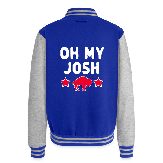 Oh My Josh Bills Just Hoods Heavyweight Letterman Jacket - royal/heather grey