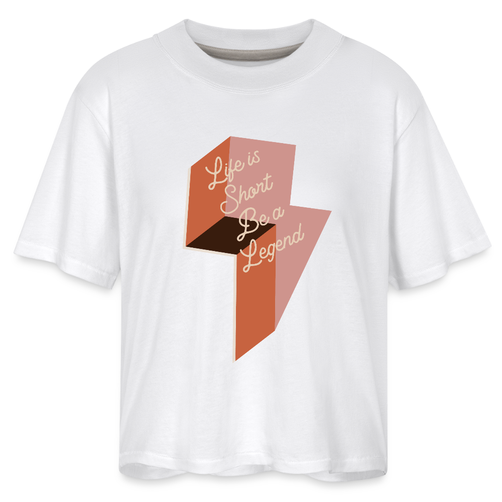Life is Short Be a Legend Women's Boxy Tee - white