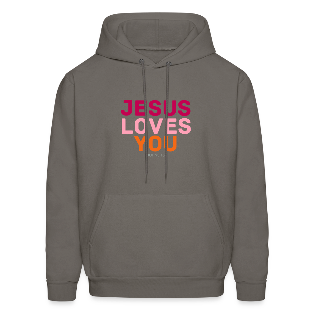 Jesus Loves You Men's Hoodie - asphalt gray