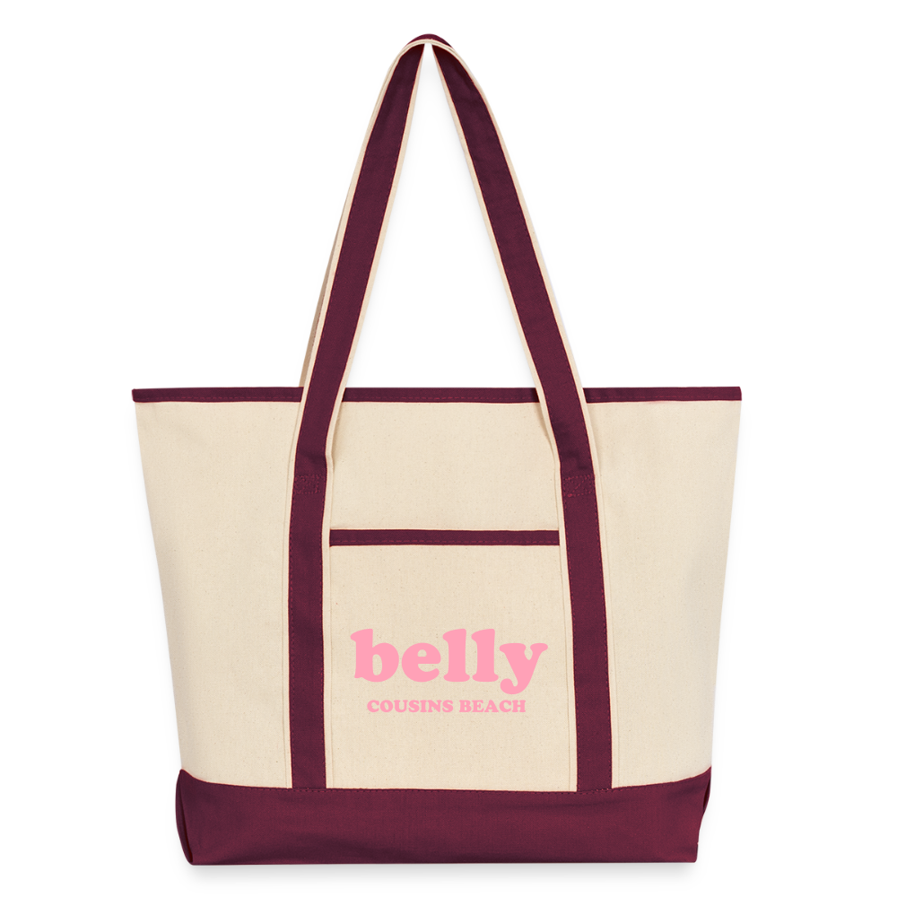 Personalized Large Canvas Deluxe Tote - natural/maroon