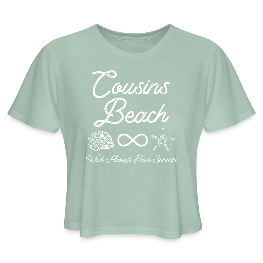 Cousins Beach Women's Cropped T-Shirt - dusty mint blue