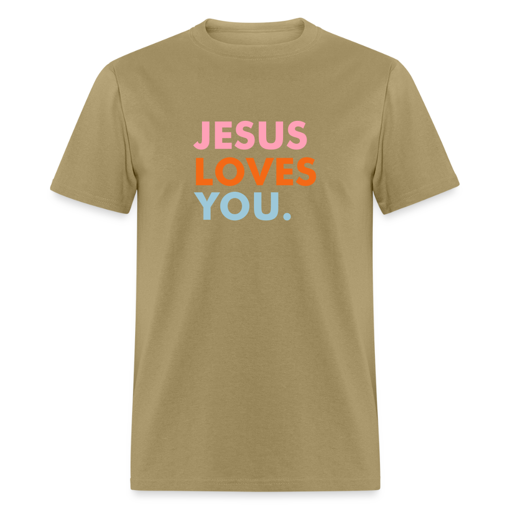 Jesus Loves You Men's T-Shirt | GILDAN 5000 - khaki