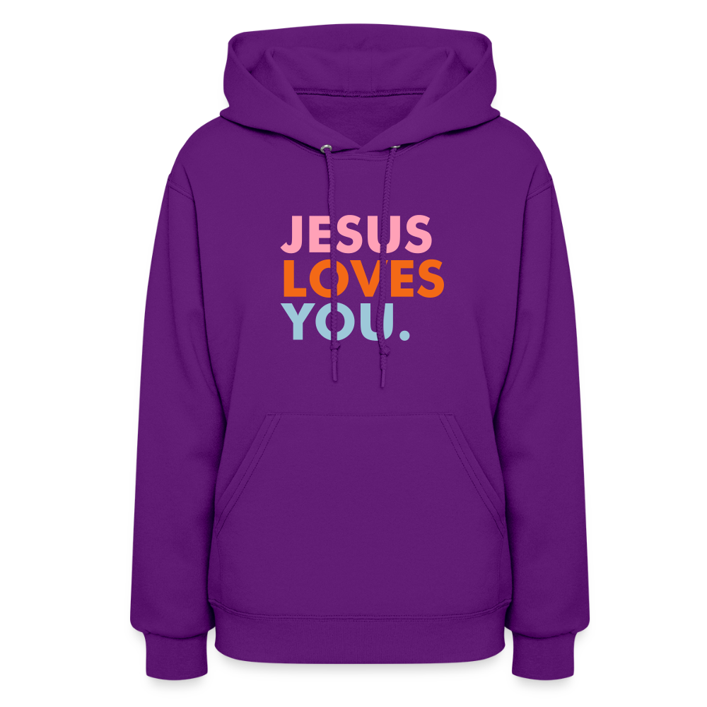 Jesus Loves You Women's Hoodie - purple