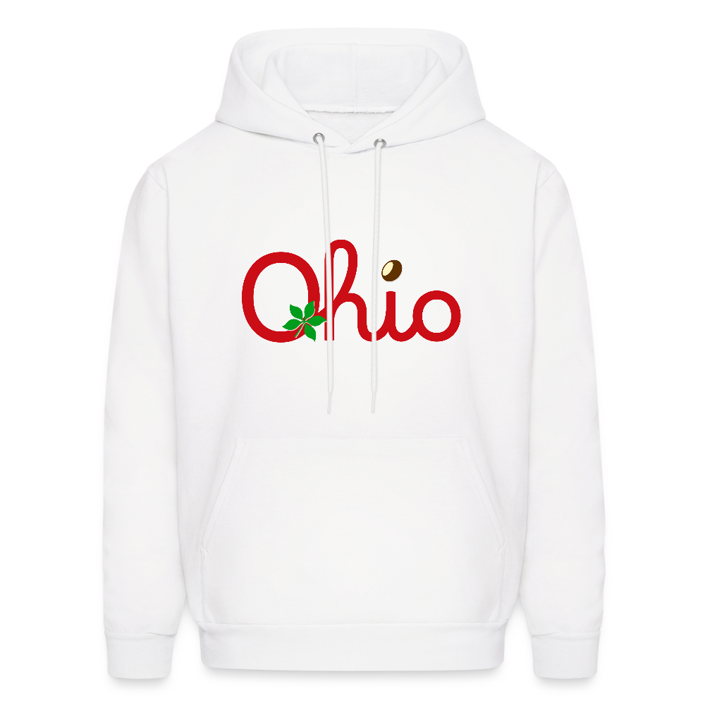 Ohio Script Leaf Nut Men's Hoodie - white