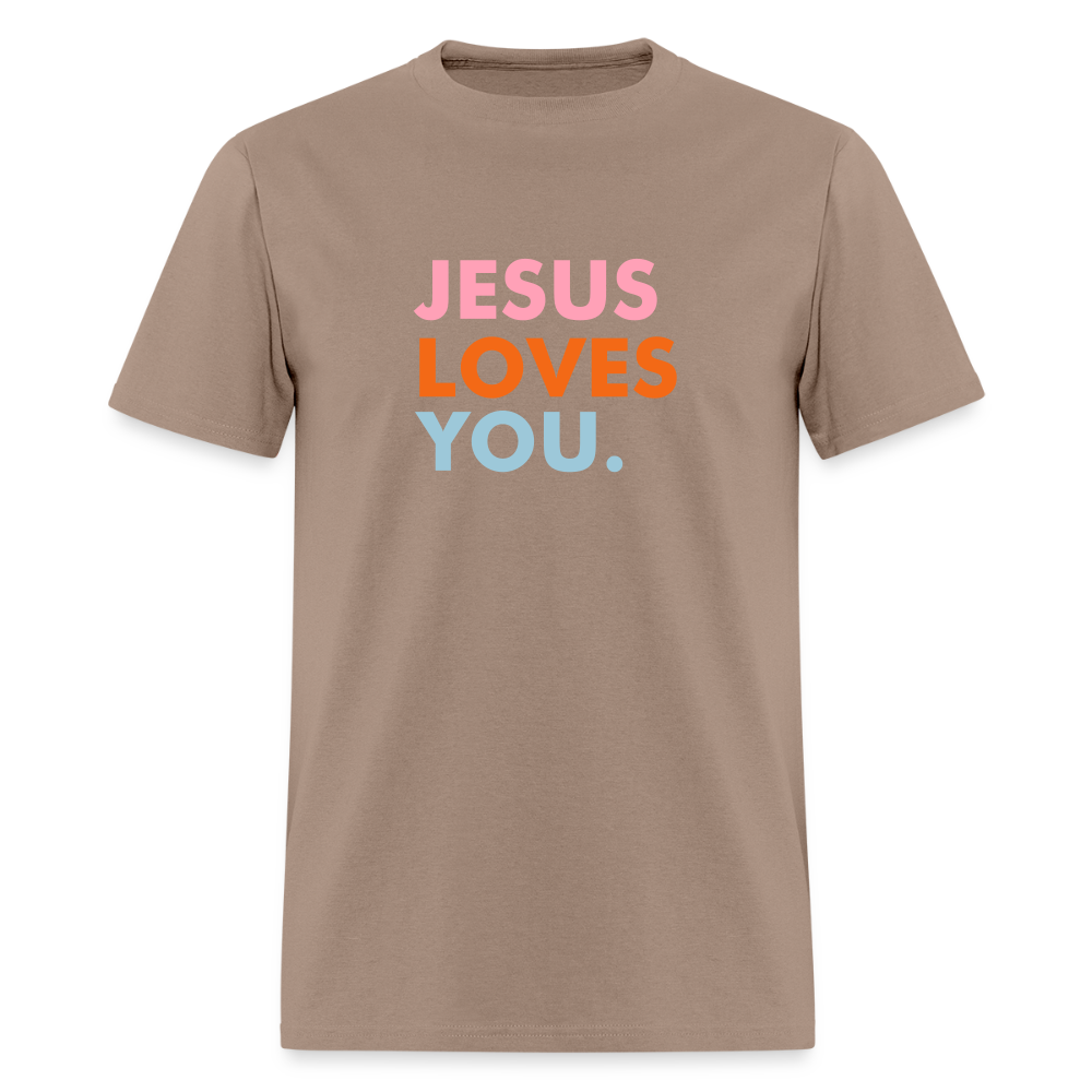 Jesus Loves You Men's T-Shirt | GILDAN 5000 - brown savana