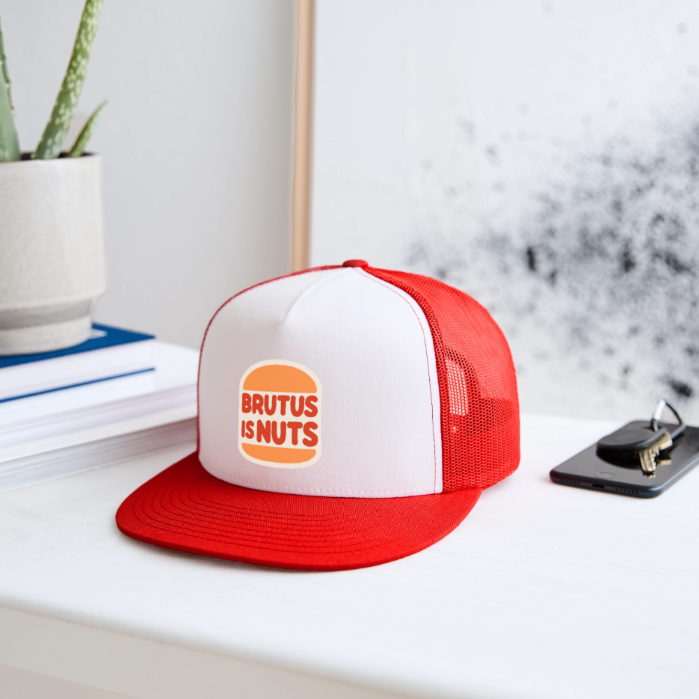 Brutus is Nuts Trucker Hat - white/red