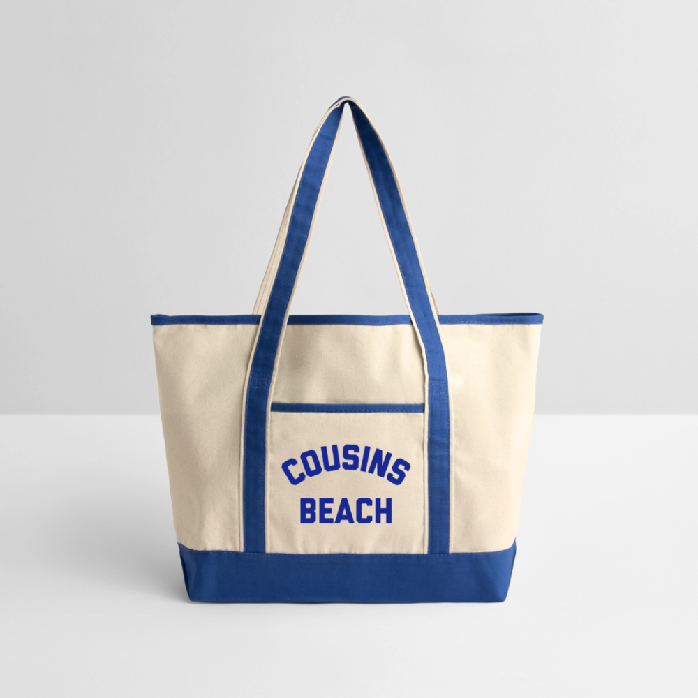 Cousins Beach Large Canvas Deluxe Tote - natural/royal