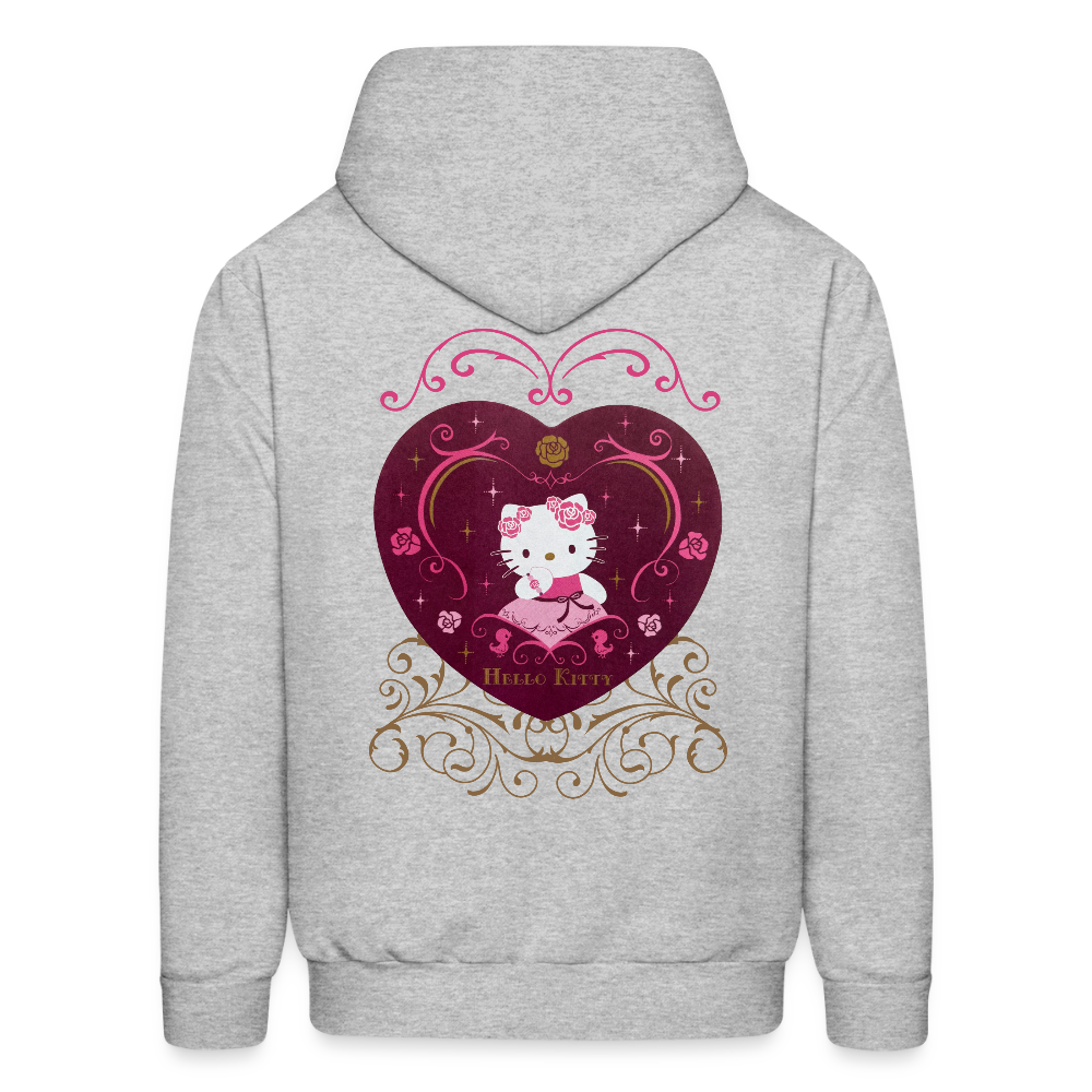 Hello Kitty Rose Heart Men's Hoodie - heather gray