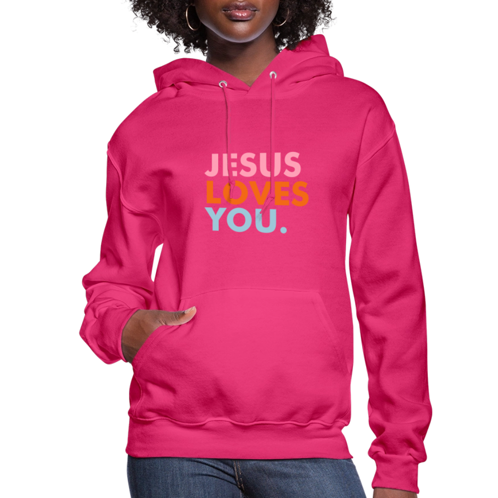 Jesus Loves You Women's Hoodie - fuchsia