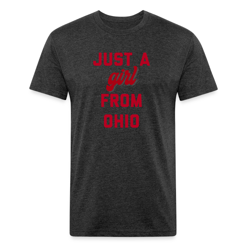 Just A Girl From Ohio Fitted Cotton/Poly T-Shirt by Next Level - heather black
