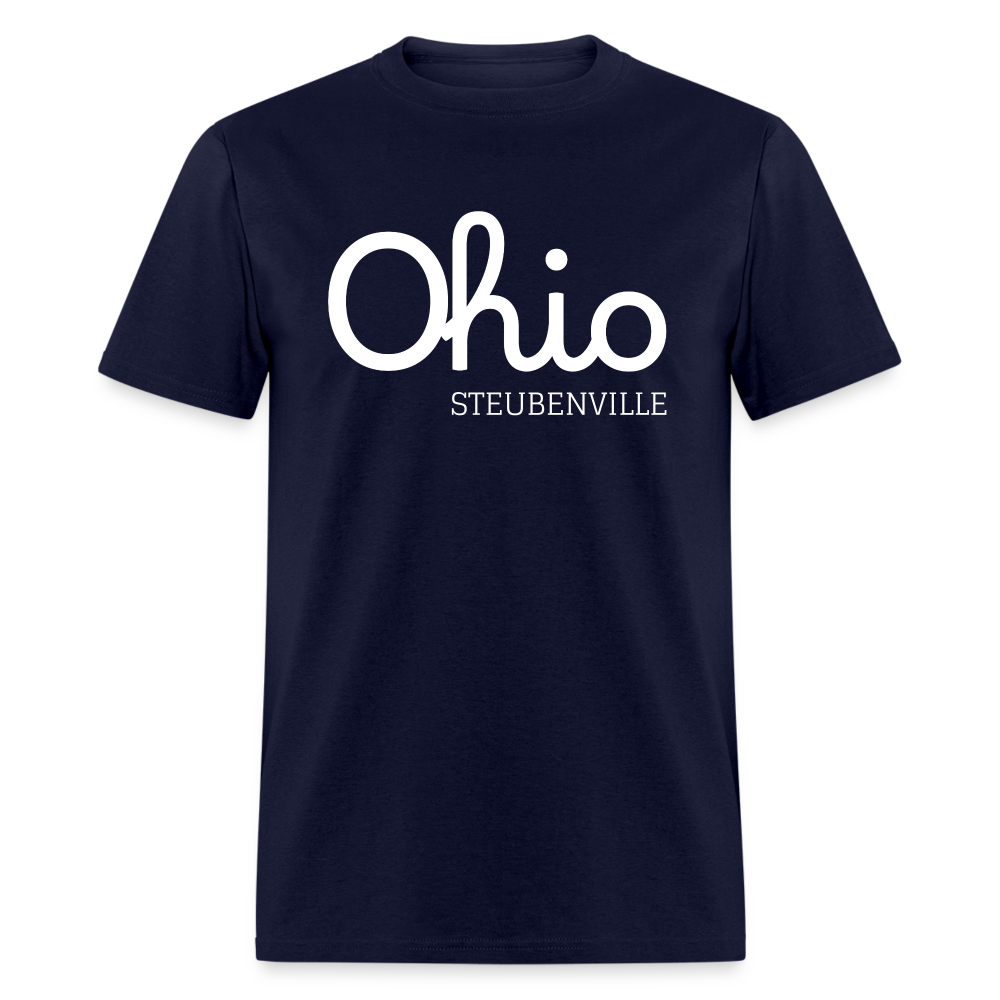 Steubenville (your hometown) Script Ohio Unisex Classic T-Shirt - navy