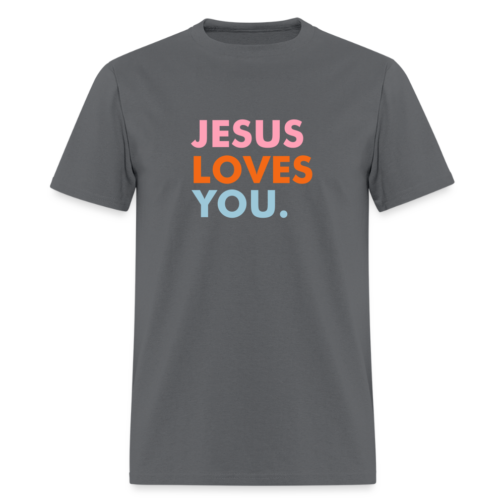 Jesus Loves You Men's T-Shirt | GILDAN 5000 - charcoal